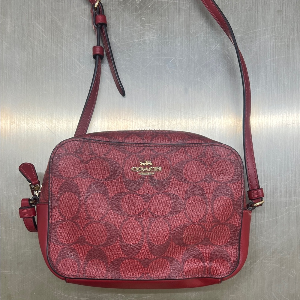 Coach Signature Red Crossbody Camera  Bag